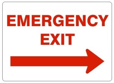 EMERGENCY EXIT arrow right Signs