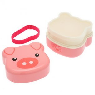 Japanese Bento Box 2 tier Lunch Box with Strap Pig Face - All ...