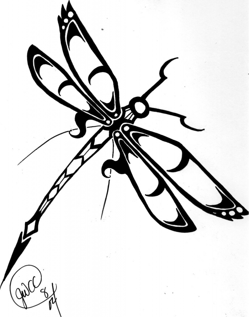 Dragonfly Tribal Tattoo Designs Drawing A Tribal Dragonfly Tattoo ...