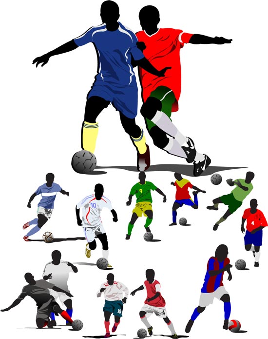 Football players vector silhouettes