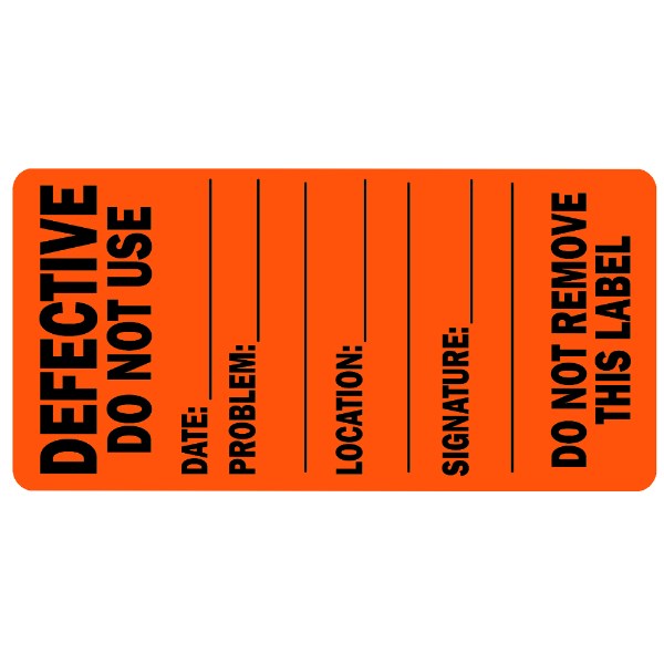 Defective Do Not Use' Healthcare Labels - Free Shipping