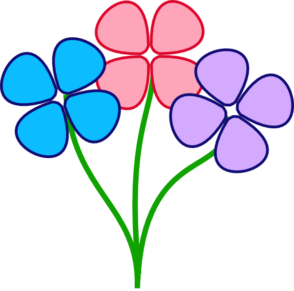 Three Colorful Flowers Clip Art - vector clip art ...