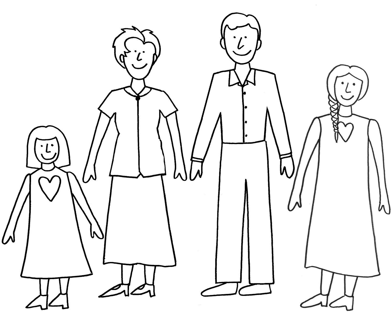 Easy To Draw Family Sketch Coloring Page