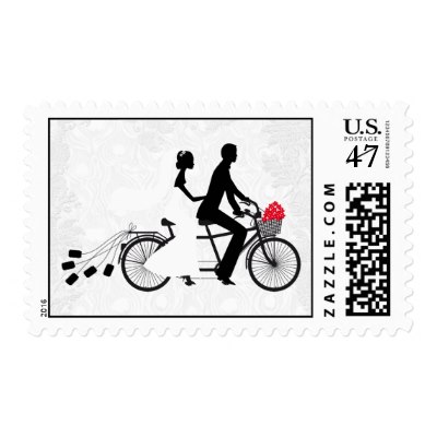 Tandem Bicycle Wedding Love Stamps | Zazzle