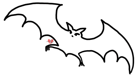 Simple outline drawing of a bat clipart