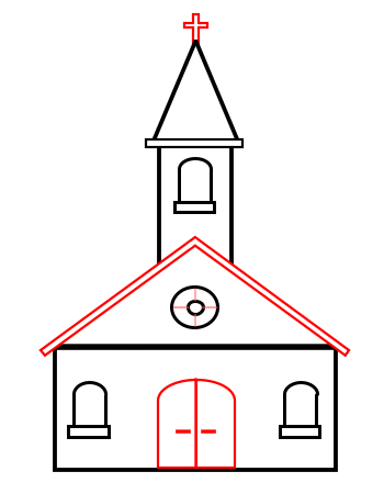 Drawing a cartoon church