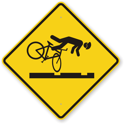 Cyclists Falling on Streetcar Tracks Symbol - Road Safety Signs ...