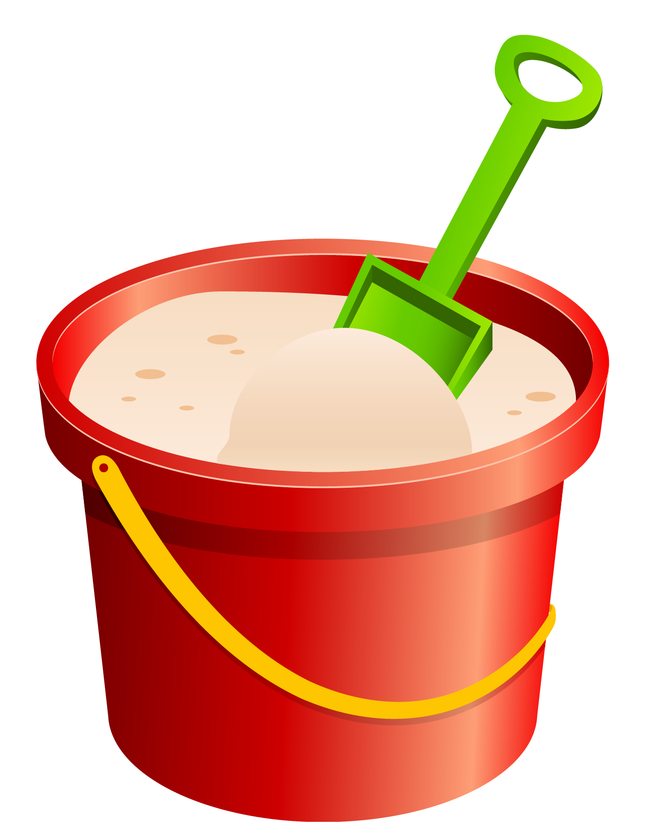 Red sand bucket and green shovel clipart image #28587