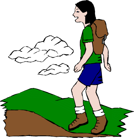 Girl Hiking Clipart