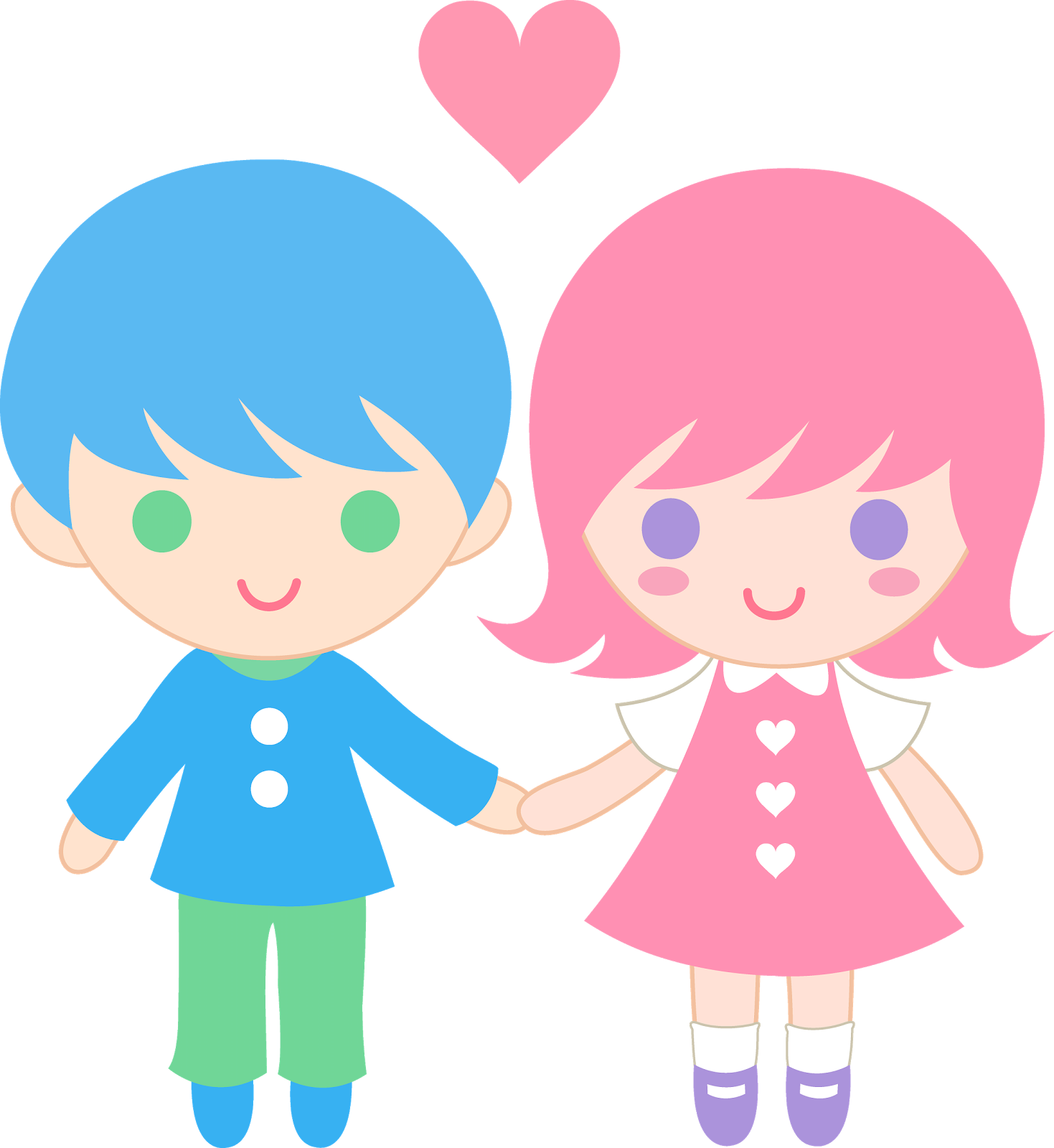 Cartoon boy and girl clipart