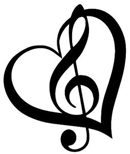 Treble Clef inside heart with outline vinyl decal/sticker cute ...