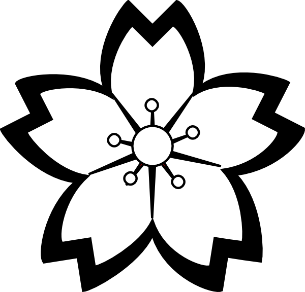 Black And White Sakura Flowers - ClipArt Best