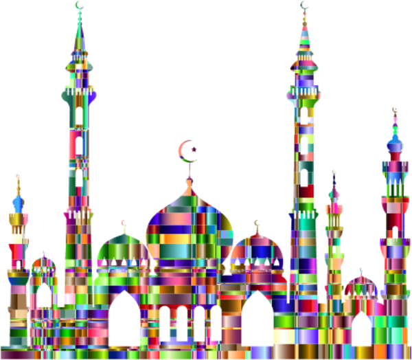 Checkered Chromatic Mosque 2 - vector Clip Art