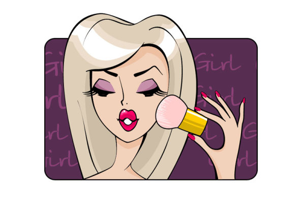 Make-up girl cartoon Illustration free vector 03 - Vector Cartoon ...