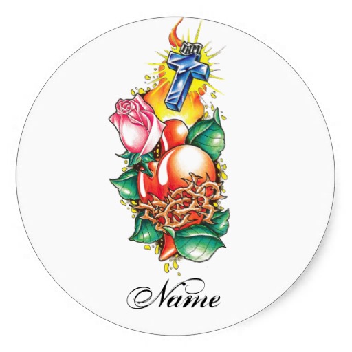 Cool Heart Rose and Cross tattoo sticker from Zazzle.