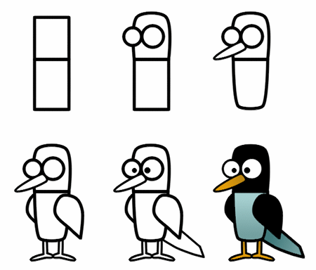 Drawing cartoon birds