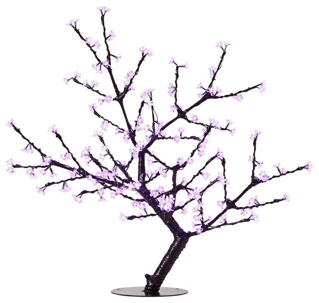 Asian 44" Pink Cherry Blossoms LED Floor Lamp - Modern - Floor ...