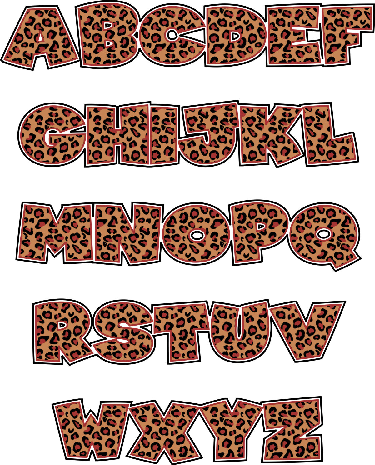 Leopard print alphabet