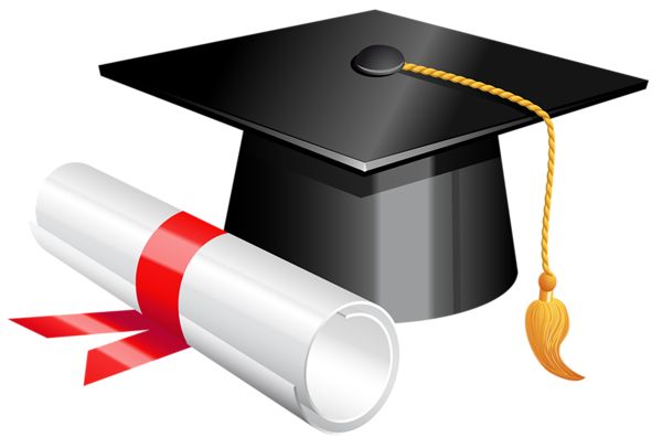 Graduation cap and diploma clipart