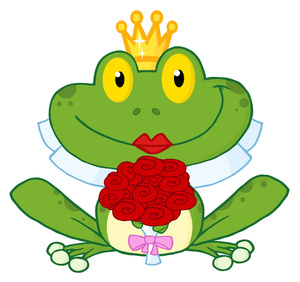 Wedding Clipart Image - A princess frog on her wedding day holding ...