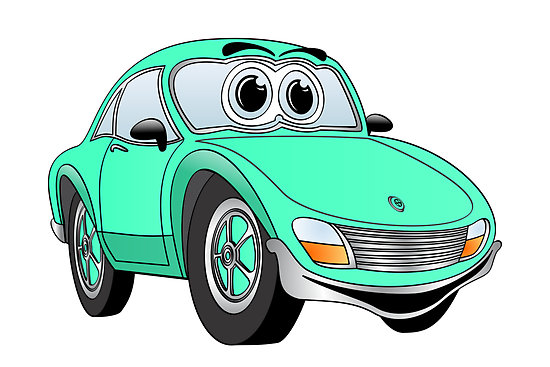 Aqua Sports Car Cartoon" by Graphxpro | Redbubble