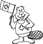 Canada Beaver Waving Flag Colouring Sheet Pages