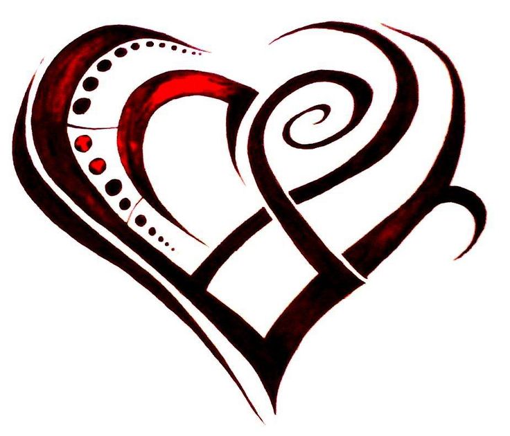 Masculine heart outline clipart black and white