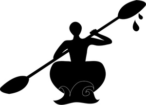 Canoe Clipart Image - Person Paddling a Canoe or Kayak in Silhouette