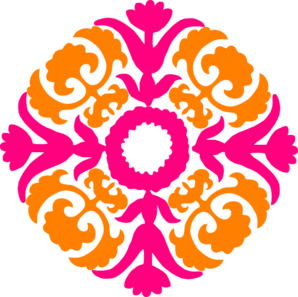 Damask Flourish- Pink Orange Clip Art | High Quality Clip Art