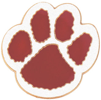 Paw Print, maroon/white