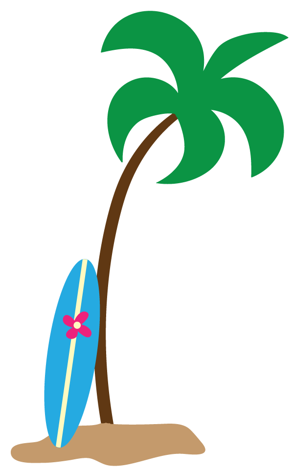 Palm Tree Surfboard Clipart