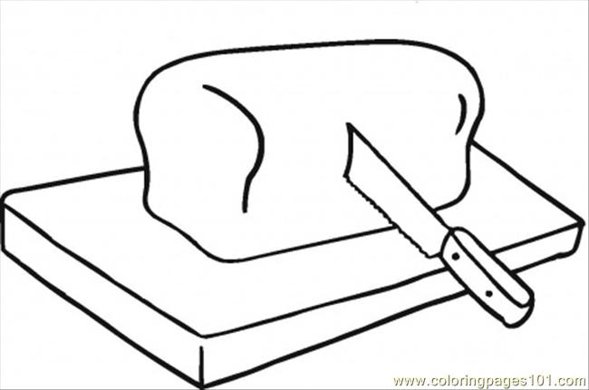 Bread On Cutting Board Coloring Page - Free Kitchenware Coloring ...