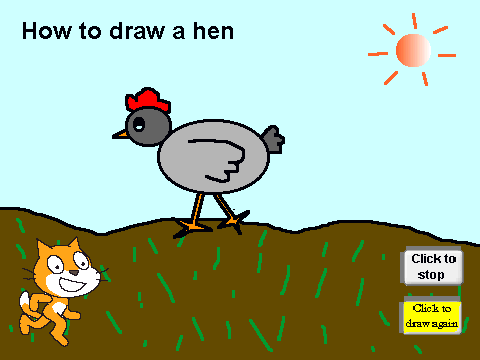 How to draw a hen RMX-TREME on Scratch