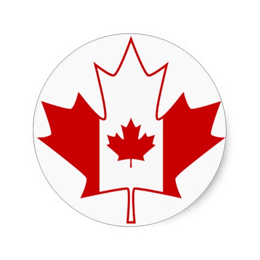 Canada Flag in Maple Leaf - White Round Stickers from Zazzle.