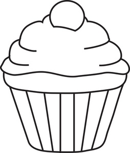 Cupcake clipart black and white outline