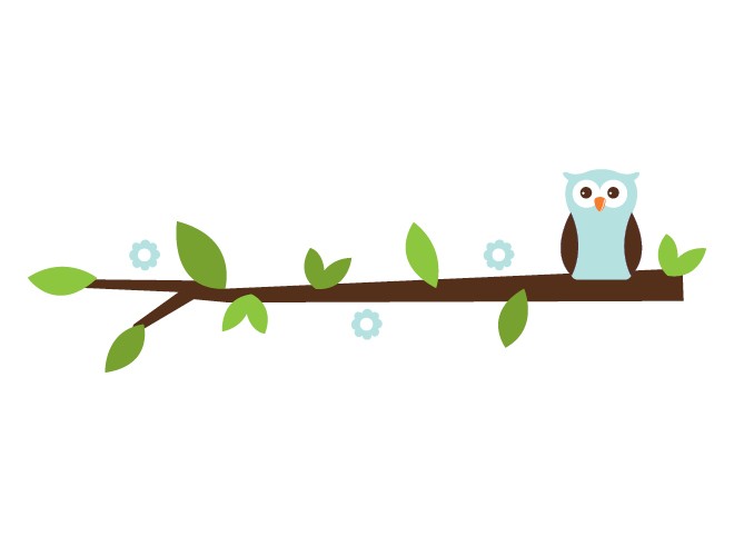 Owl on tree branch clip art
