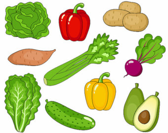 Individual fruits and vegetables clipart