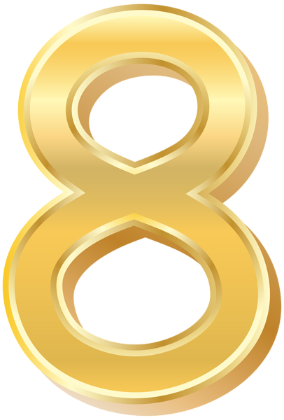 Gold Style Number Eight PNG Clip Art Image