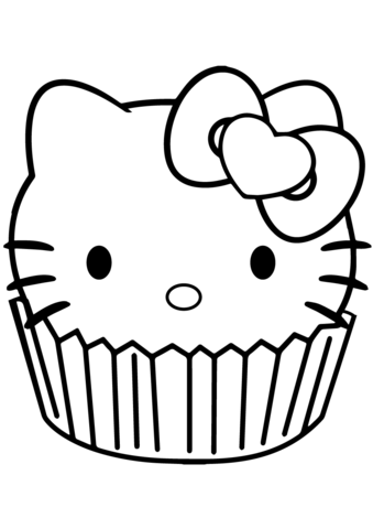 Hello Kitty Cupcake coloring page | Free Printable Coloring Pages