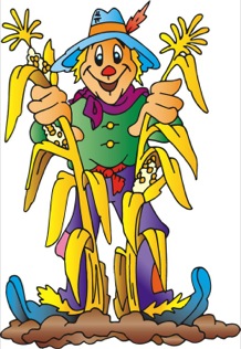 Scarecrow With Cornstalks - Scholastic Printables