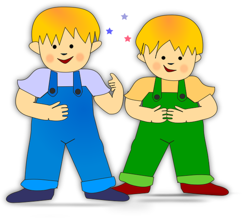 Vector clip art of twin brothers children | Public domain vectors