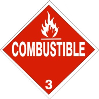 COMBUSTIBLE CLASS 3, DOT Placard