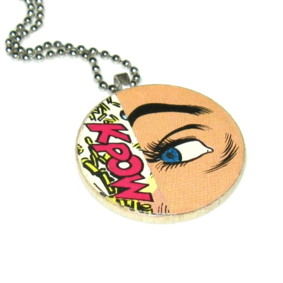 Strange Necklace Collage Art Pendant Comic Book by dadadreams