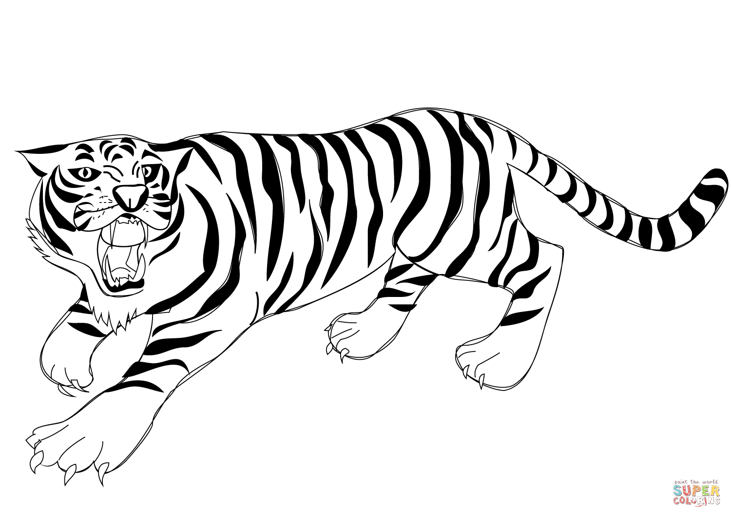 Roaring Tiger coloring page | Free Printable Coloring Pages