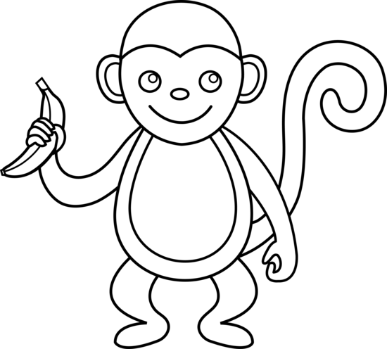 Cute monkey clipart black and white - ClipartFox