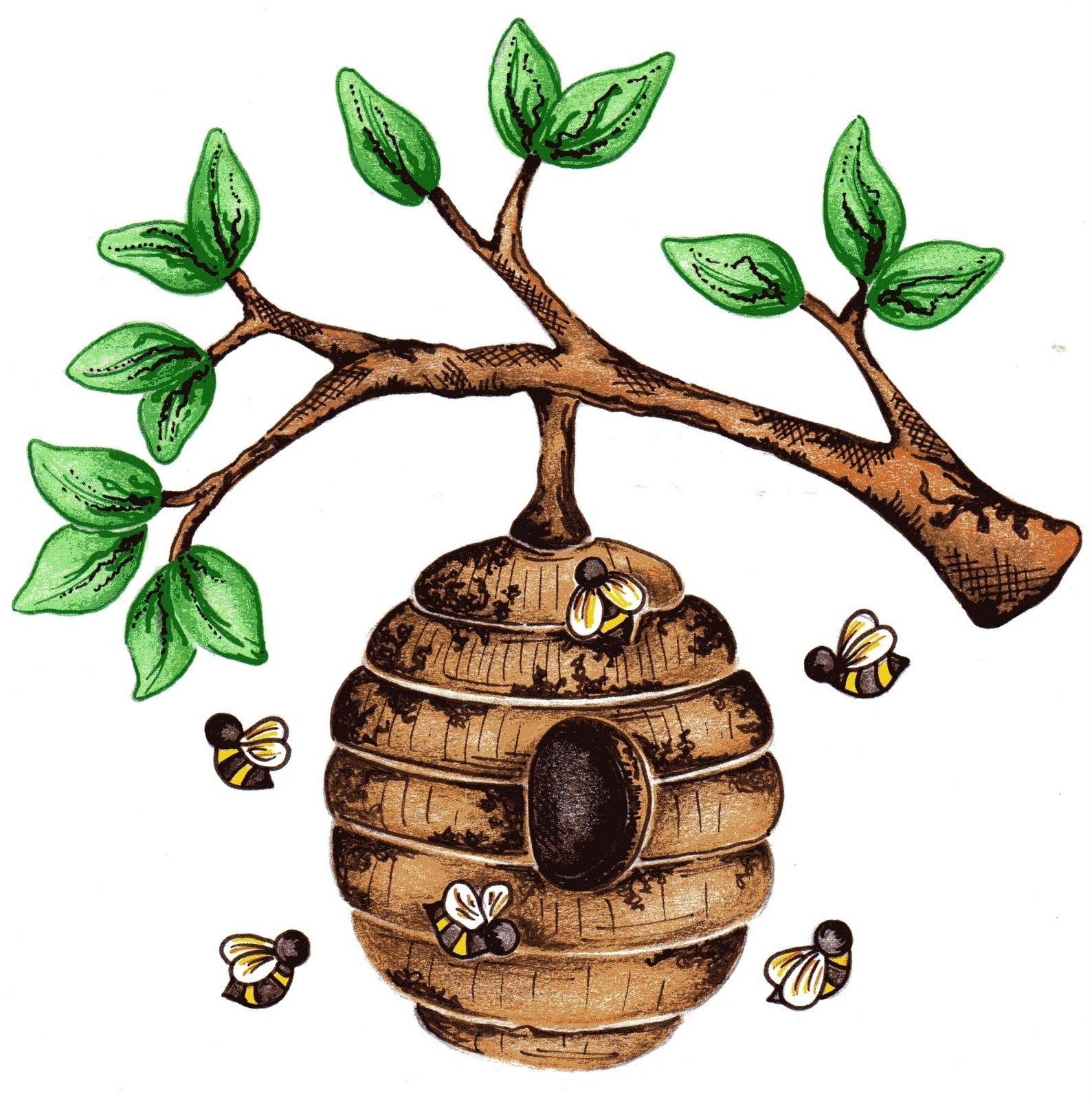 Beehive In Tree Clipart