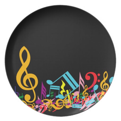 Notas musicales coloridas platos de comidas de Zazzle.