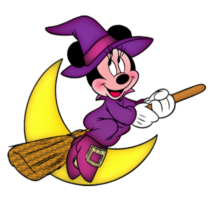 Halloween Disney Character Minnie Mouse Dressed as a Witch Clipart