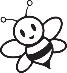 Cute Bee Black And White Clipart