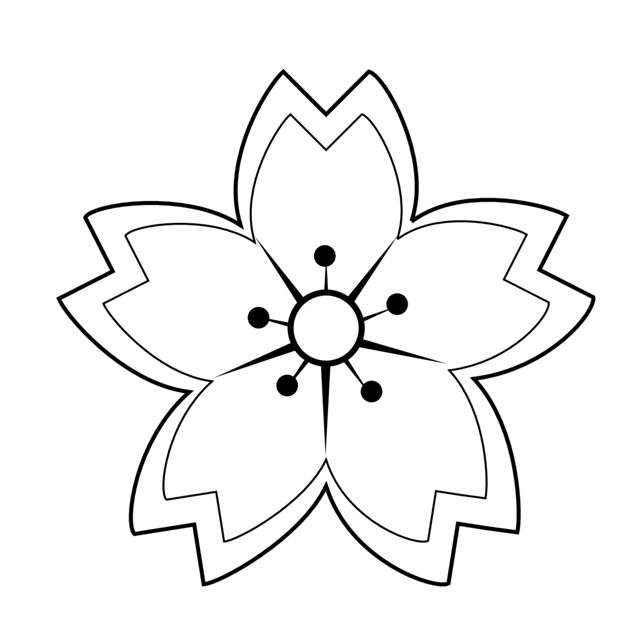 Plant Flower Sakura 1 Black White Line Art Tattoo Clipart - Free ...